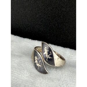 Vintage Sterling Silver Ring Siam Niello